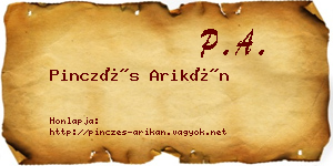 Pinczés Arikán névjegykártya